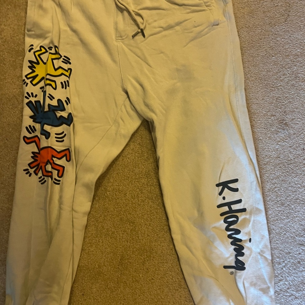 MT Cream Joggers with Artistic Print